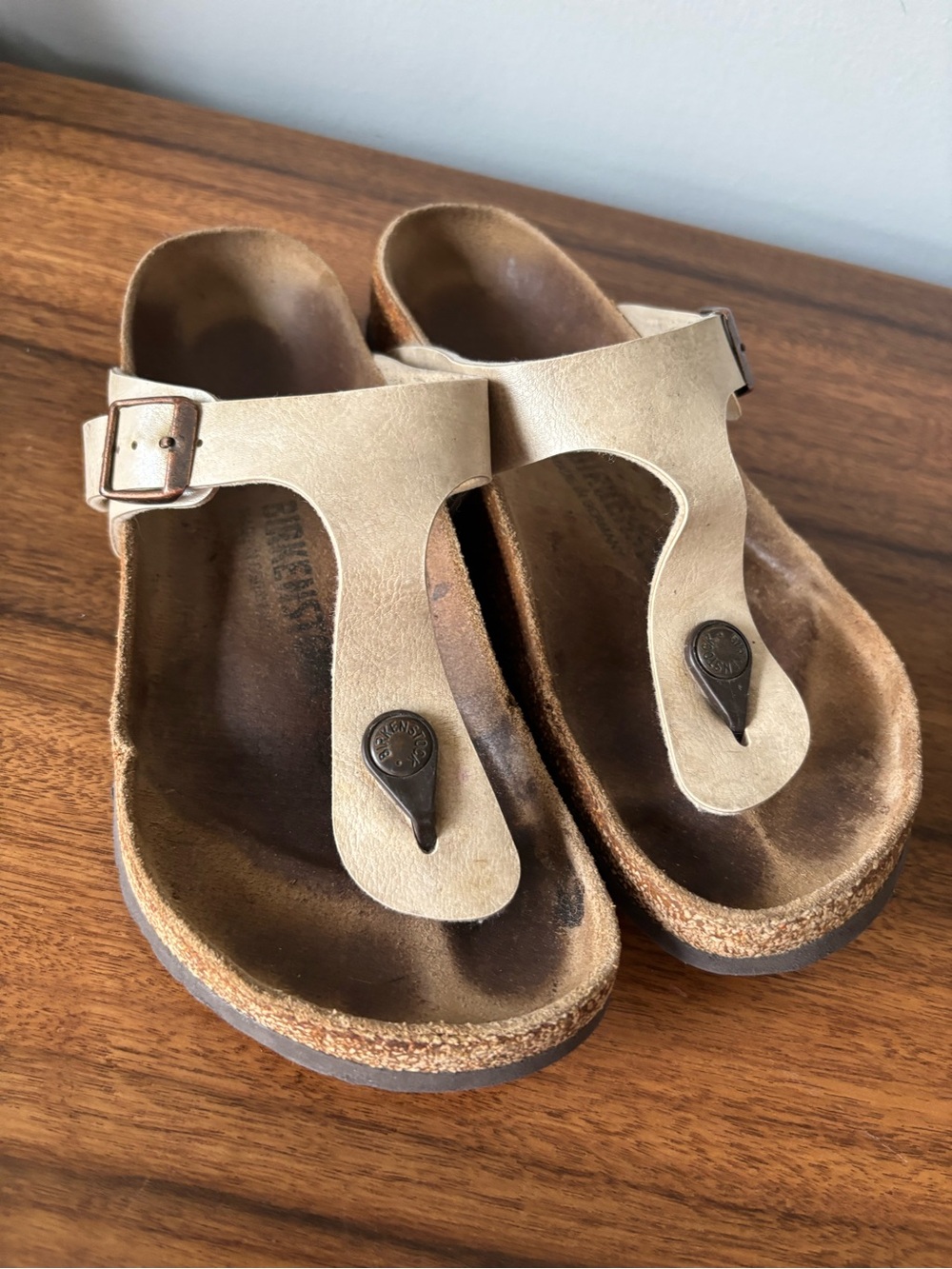 Birkenstock Gizeh Thong Sandals Pearl White / Champagne Cream Size 38 Regular